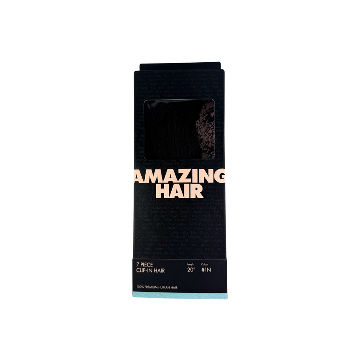 Amazing Hair 20-inch 7 Piece Clip-In Human Hair Extensions in Natural Black