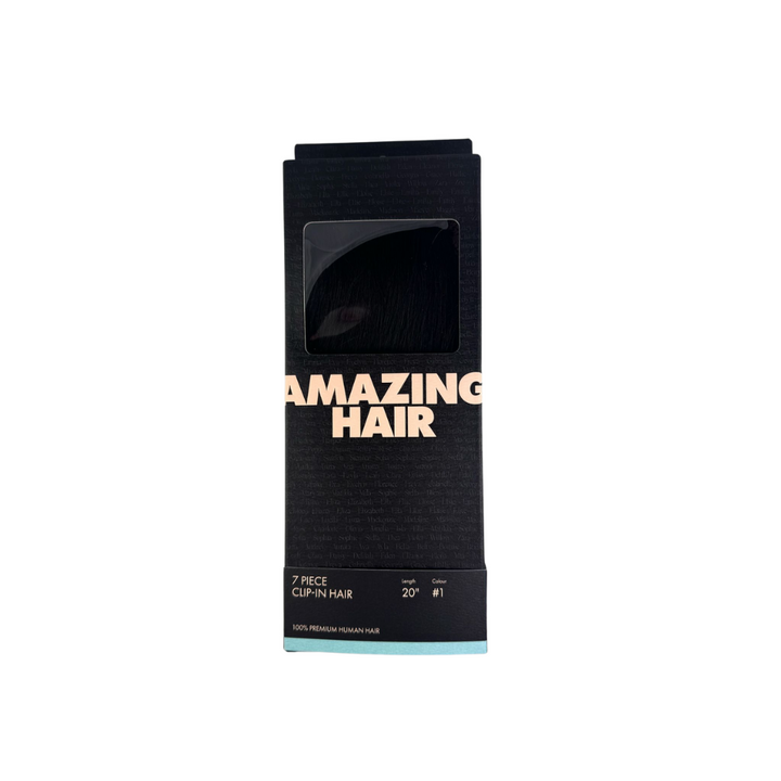 Amazing Hair 20-inch 7 Piece Clip-In Human Hair Extensions in Black