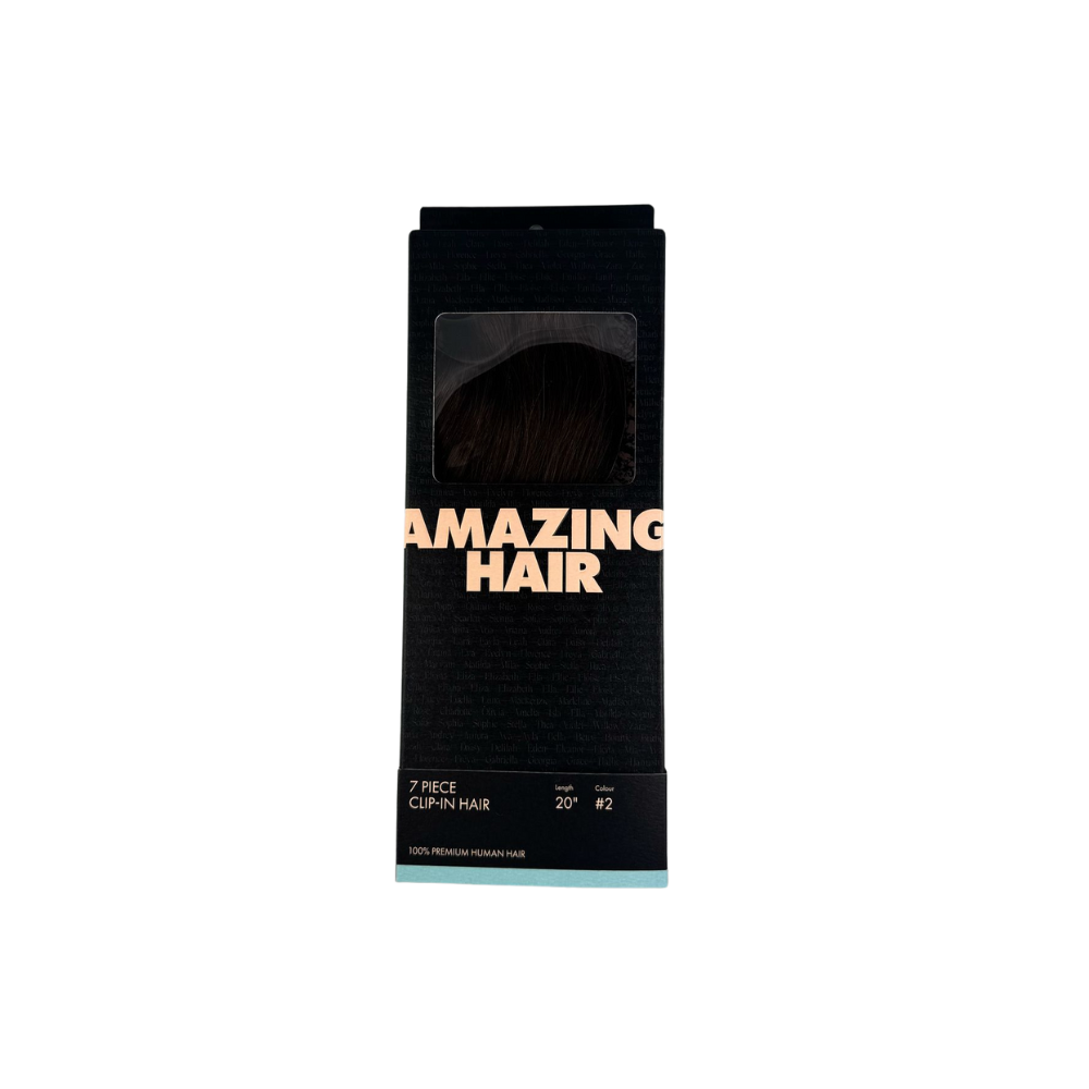Amazing Hair 20-inch 7 Piece Clip-In Human Hair Extensions in Chocolate Brown