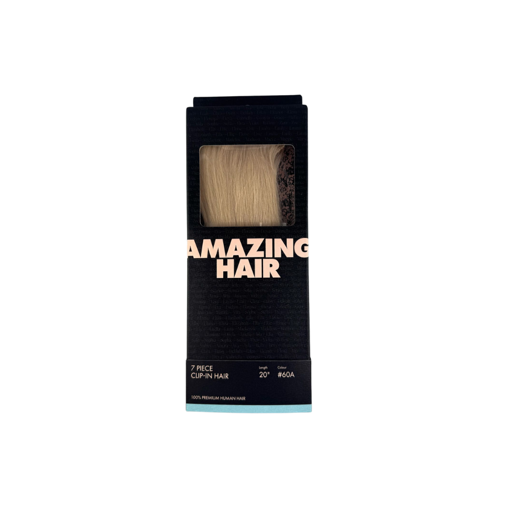 Amazing Hair 20-inch 7 Piece Clip-In Human Hair Extensions in Platinum Blonde