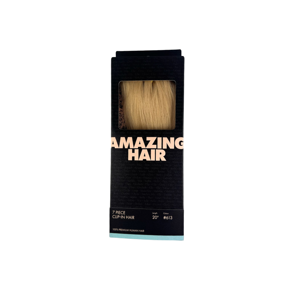 Amazing Hair 20-inch 7 Piece Clip-In Human Hair Extensions in Sunny Blonde