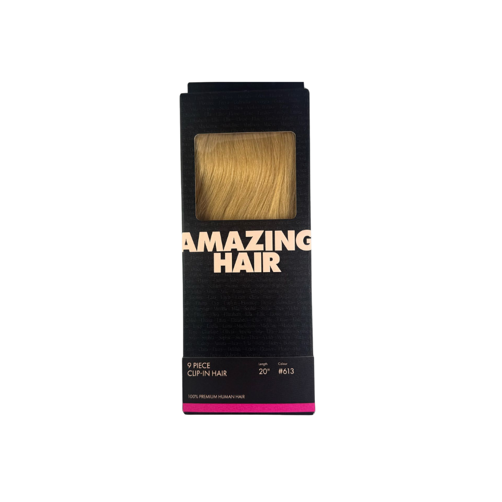 Amazing Hair 20-Inch 9-Piece Clip-In Human Hair Extensions in Sunny Blonde