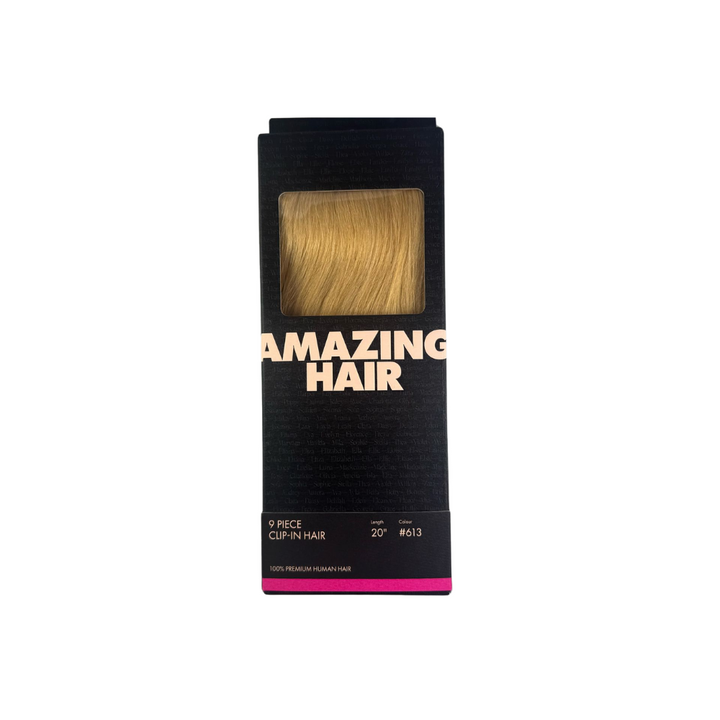 Amazing Hair 20-Inch 9-Piece Clip-In Human Hair Extensions in Sunny Blonde
