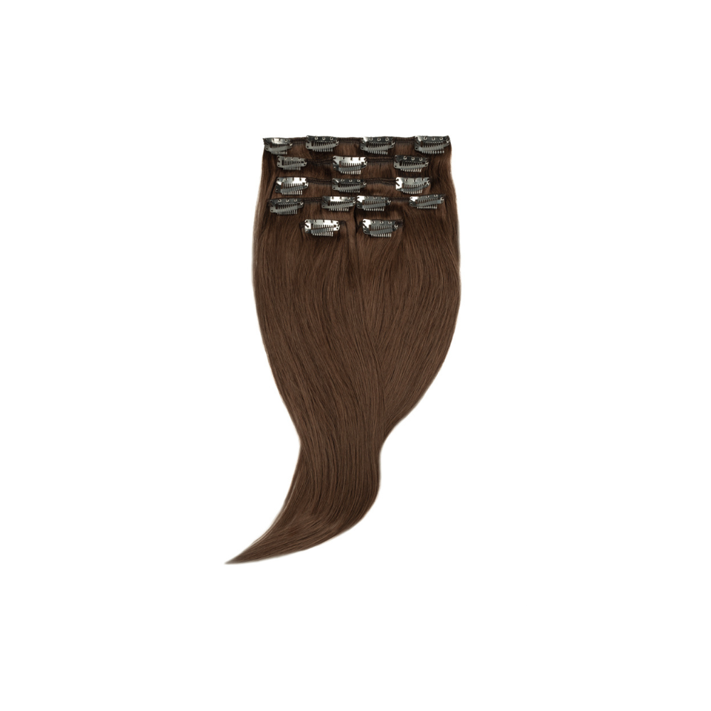 Amazing Hair 16-inch 7 Piece Clip-In Human Hair Extensions in Chocolate Brown/Caramel