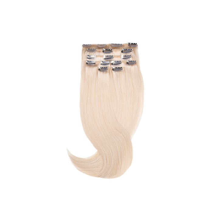 Amazing Hair 20-inch 7 Piece Clip-In Human Hair Extensions in Platinum Blonde