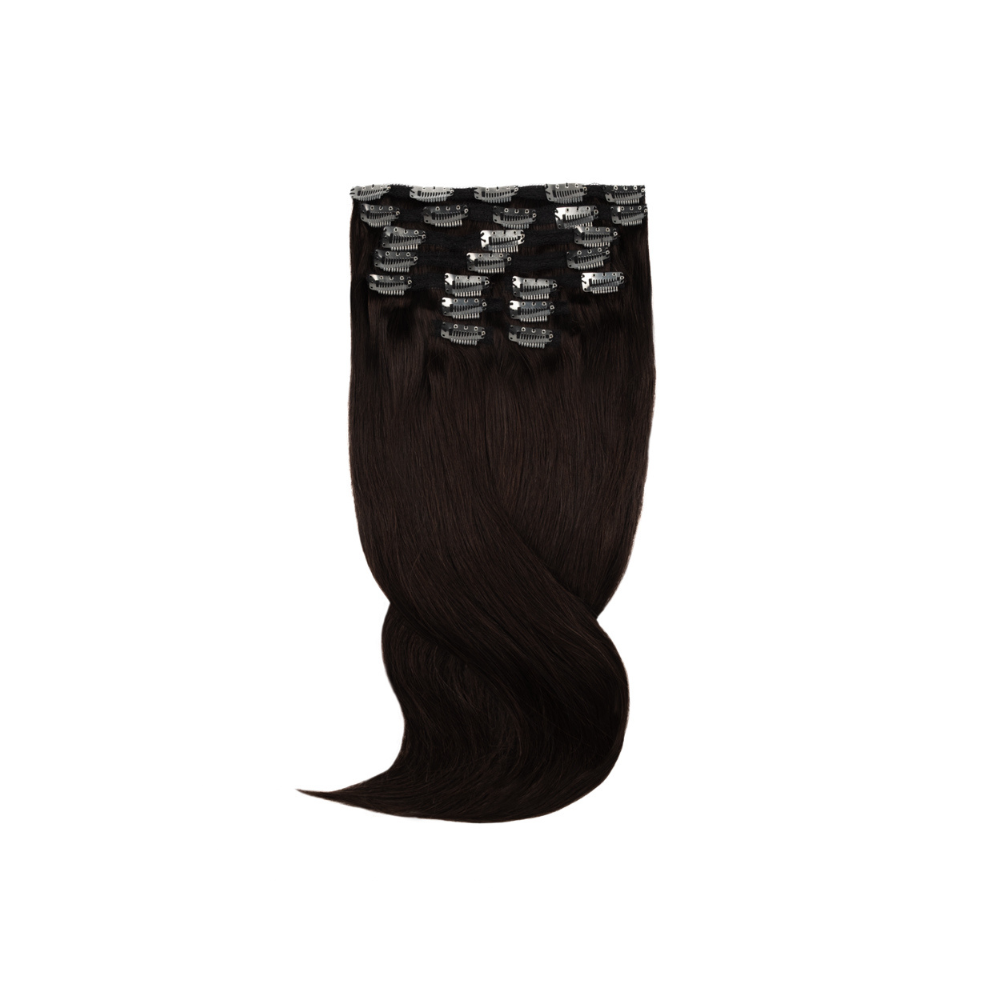 Amazing Hair 20-Inch 9-Piece Clip-In Human Hair Extensions in Dark Brown