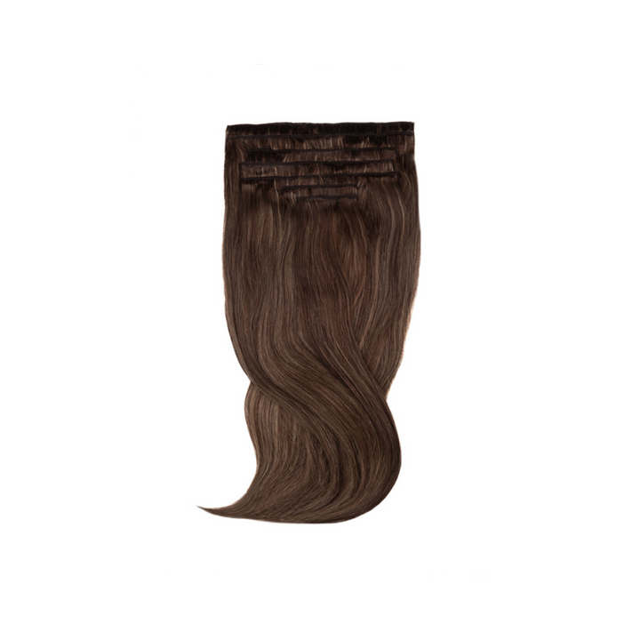 Amazing Hair 20-Inch 9-Piece Clip-In Human Hair Extensions in Chocolate Brown / Caramel