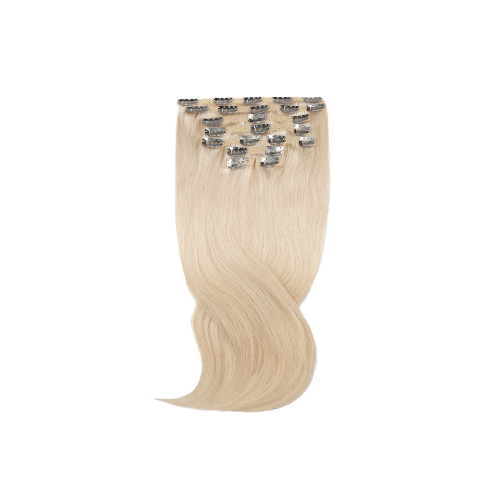 Amazing Hair 20-Inch 9-Piece Clip-In Human Hair Extensions in Platinum Blonde