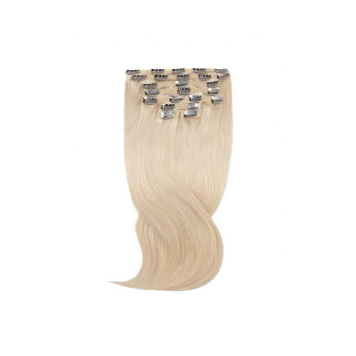 Amazing Hair 20-Inch 9-Piece Clip-In Human Hair Extensions in Platinum Blonde
