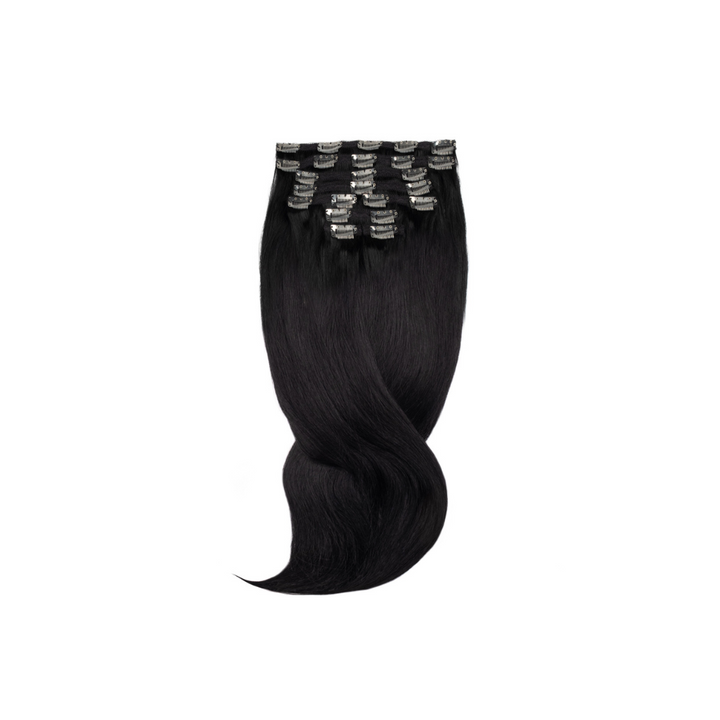 Amazing Hair 24-Inch 9-Piece Clip-In Human Hair Extensions in Black