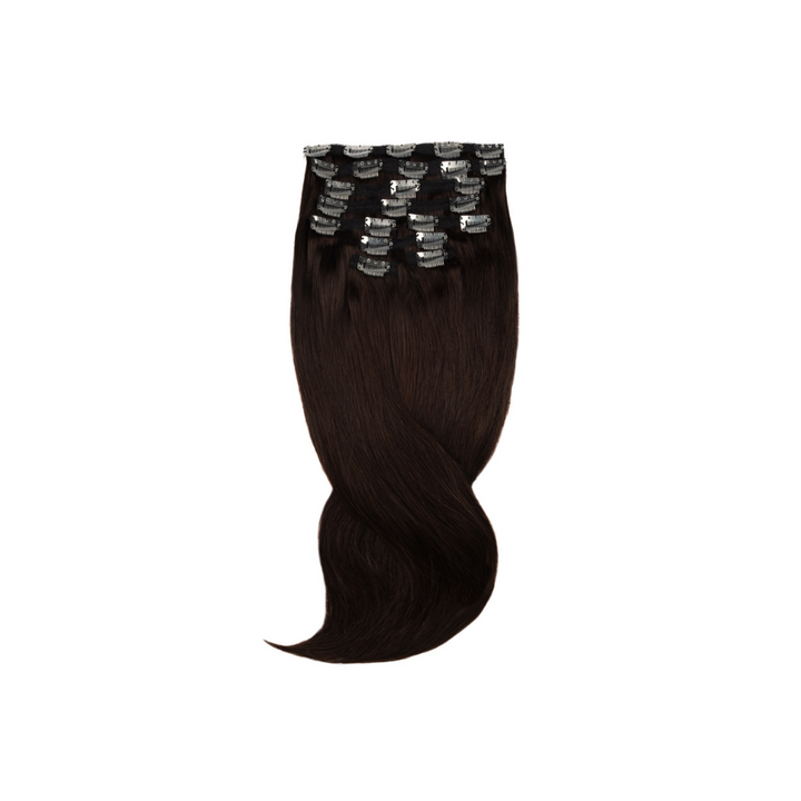 Amazing Hair 24-Inch 9-Piece Clip-In Human Hair Extensions in Dark Brown