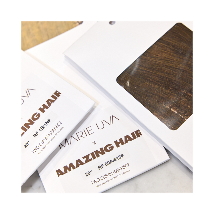 Marie Uva x Amazing Hair 20" 2-Clip Clip-In Hairpiece: #6/2 Light Brown/Chocolate Brown - Amazing Hair