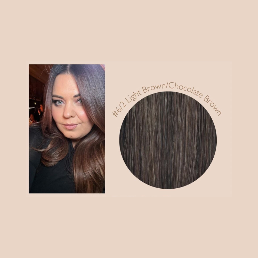 Marie Uva x Amazing Hair 20" 2-Clip Clip-In Hairpiece: #6/2 Light Brown/Chocolate Brown - Amazing Hair