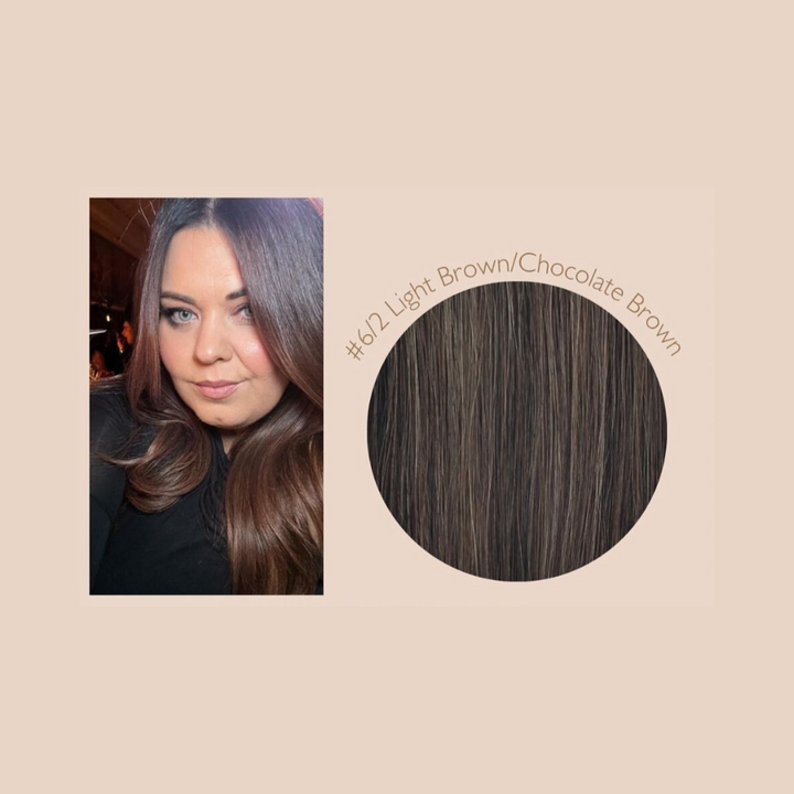 Marie Uva x Amazing Hair 20" 2-Clip Clip-In Hairpiece: #6/2 Light Brown/Chocolate Brown - Amazing Hair